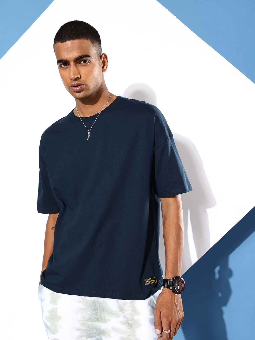 Mens Half Sleeve Drop Shoulder Printed Oversized Fit T-Shirts