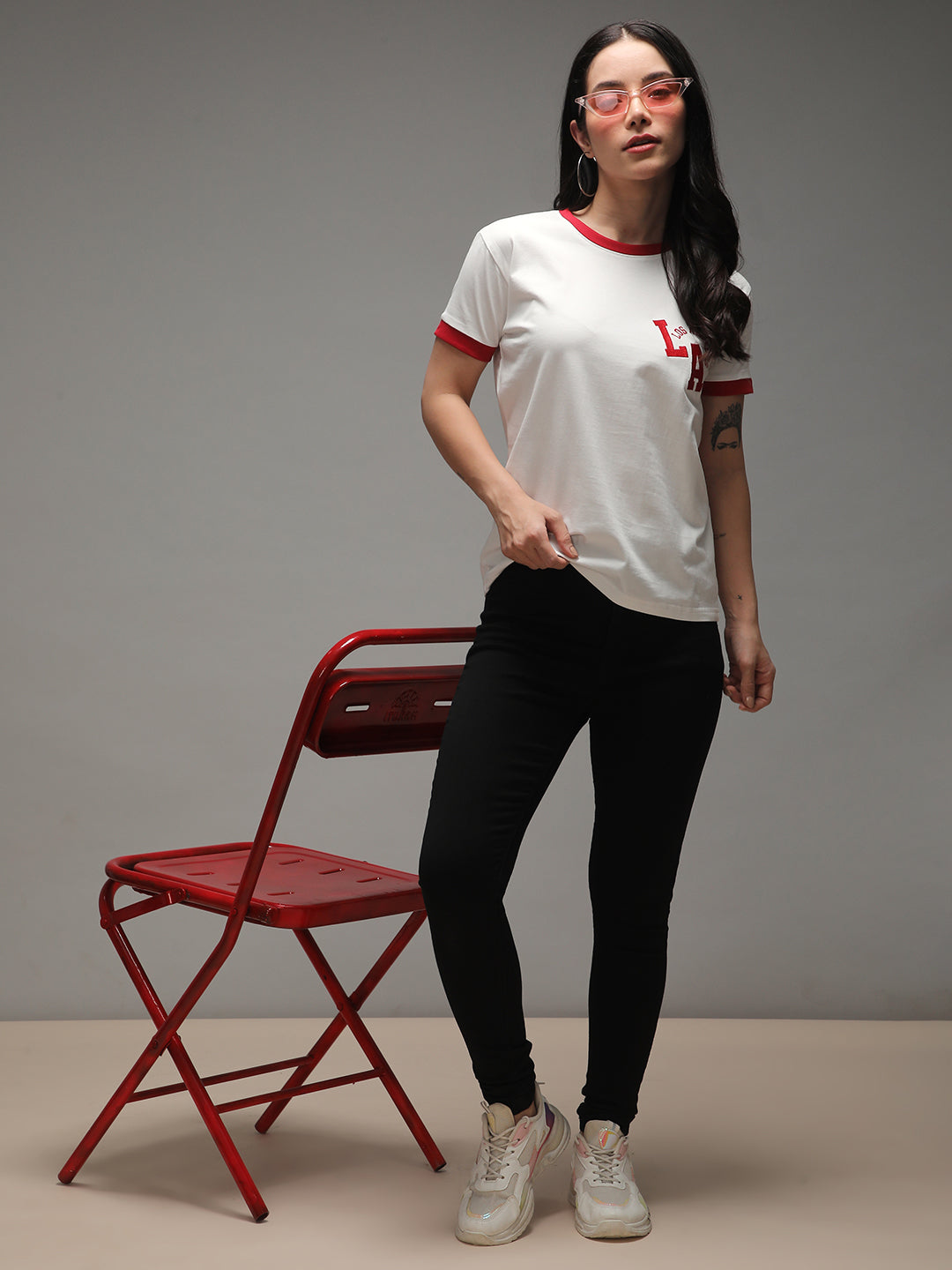 Womens Half Sleeve Round Neck Embroidery Regular Fit Tshirts