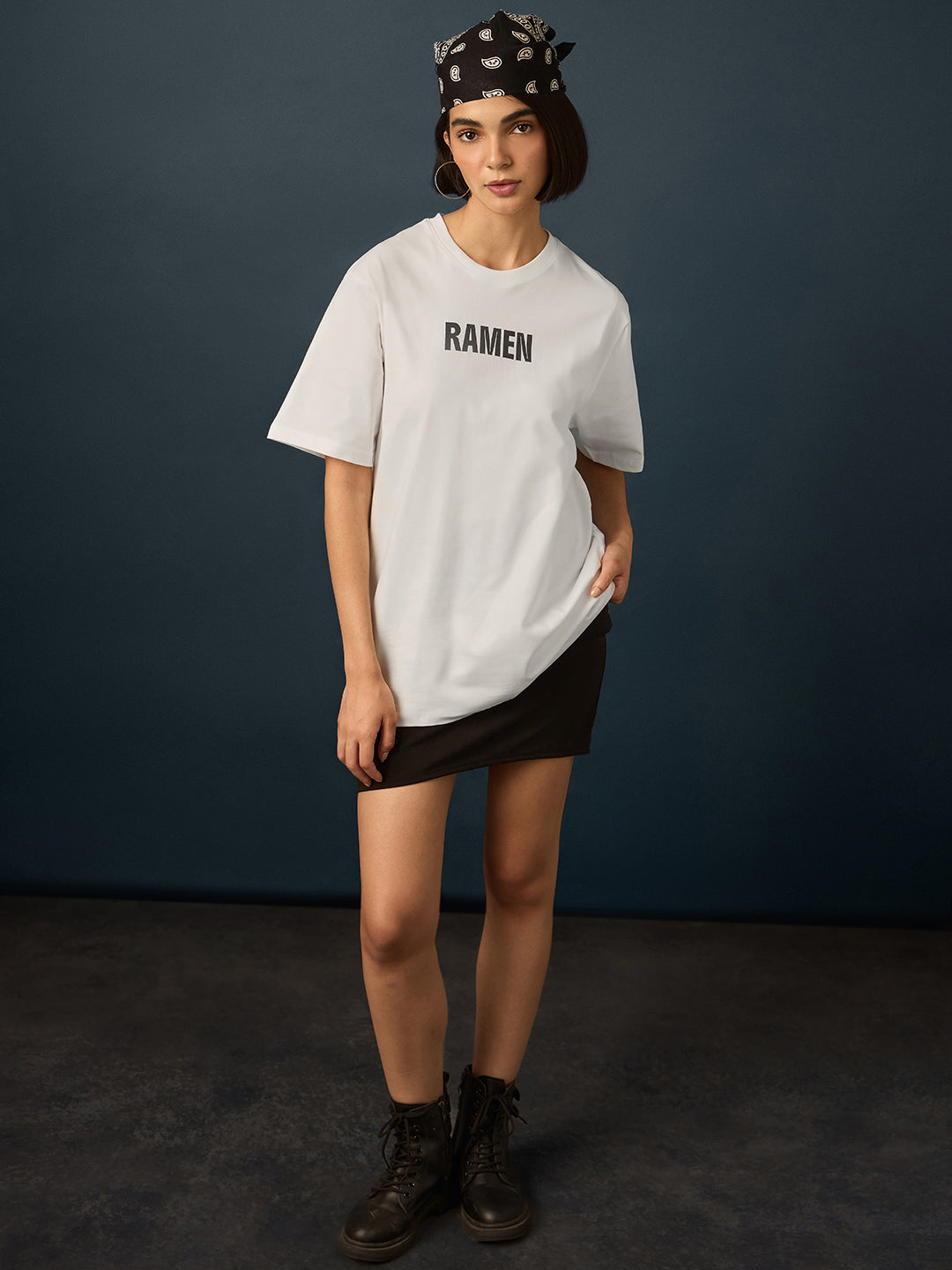 Womens Short Sleeve Printed Oversized Fit Tshirt 