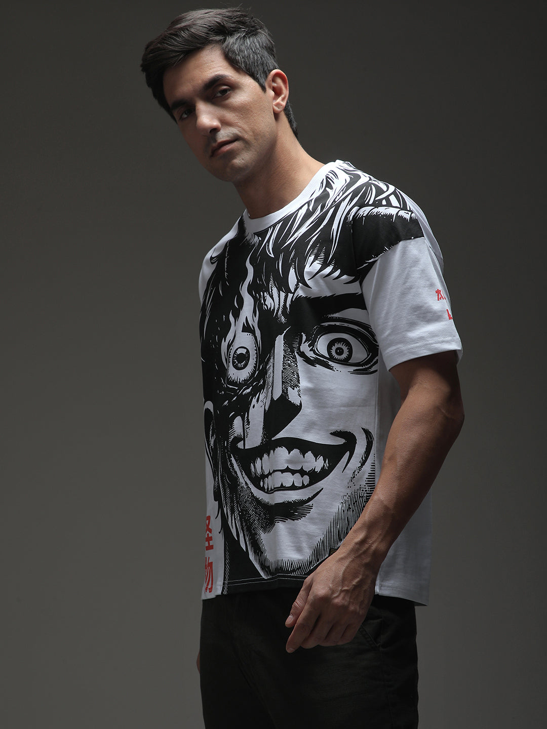 Mens Half Sleeve Drop Shoulder Printed Oversized Fit T-Shirts