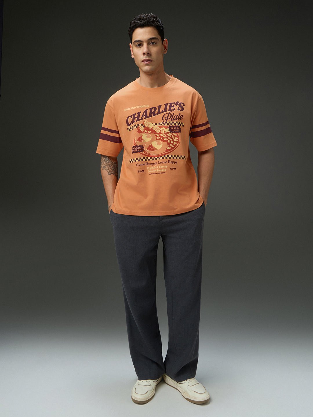 Mens Round Neck Half Sleeve Printed Oversized Fit Tshirt