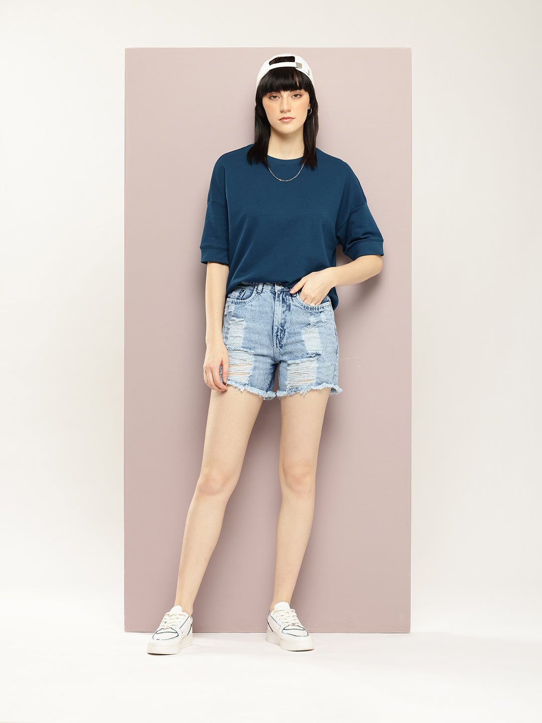 Womens Half Sleeve Round Neck Solid Oversized Fit Tshirts