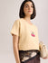 Womens Embroidery Boxy Regular Fit French Terry Cotton Tshirt