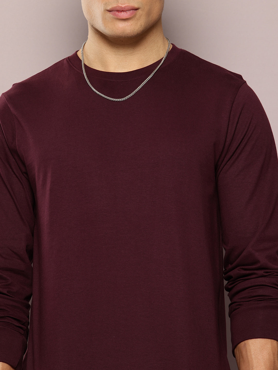 Mens Full Sleeve Round Neck Solid Regular Fit Tshirts