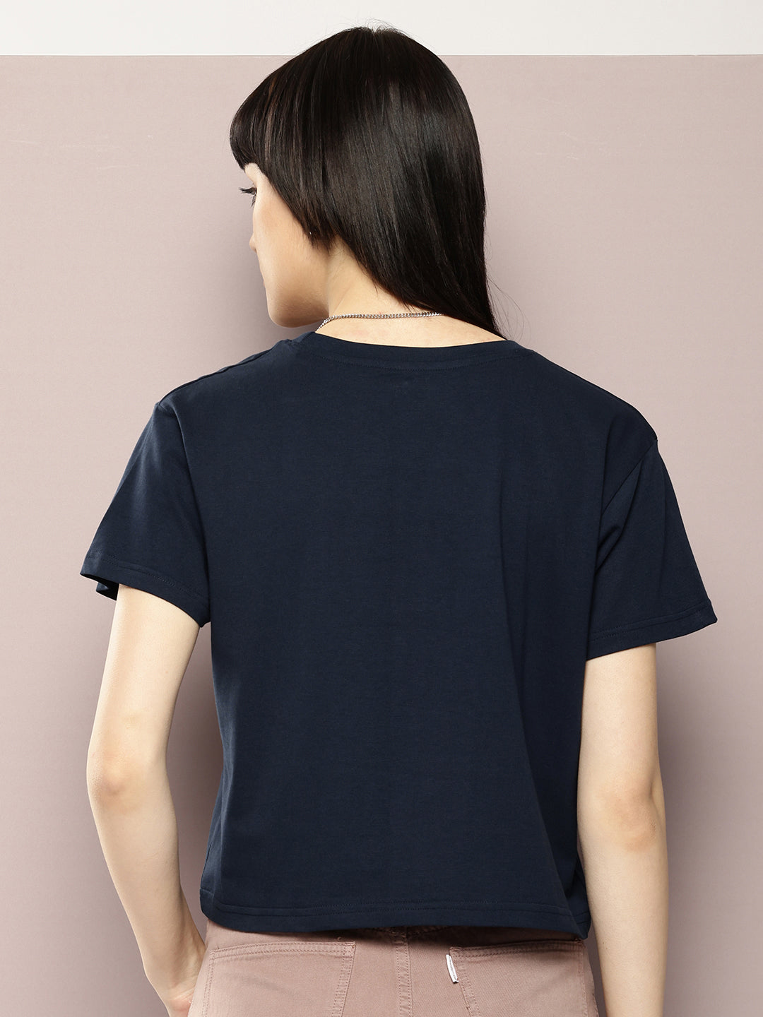 Womens Half Sleeve Round Neck Solid Boxy Fit Tshirts