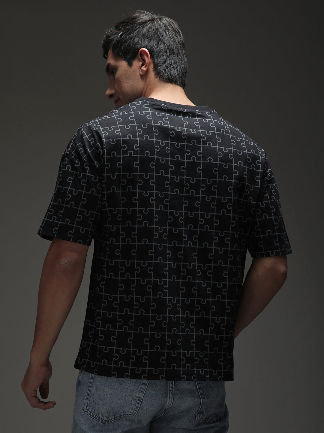 Mens Half Sleeve Drop Shoulder Printed Oversized Fit T-Shirts