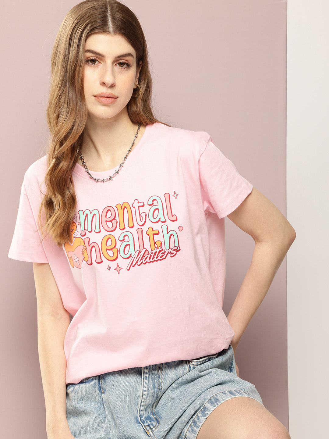Womens Half Sleeve Round Neck Printed Boxy Fit Tshirts