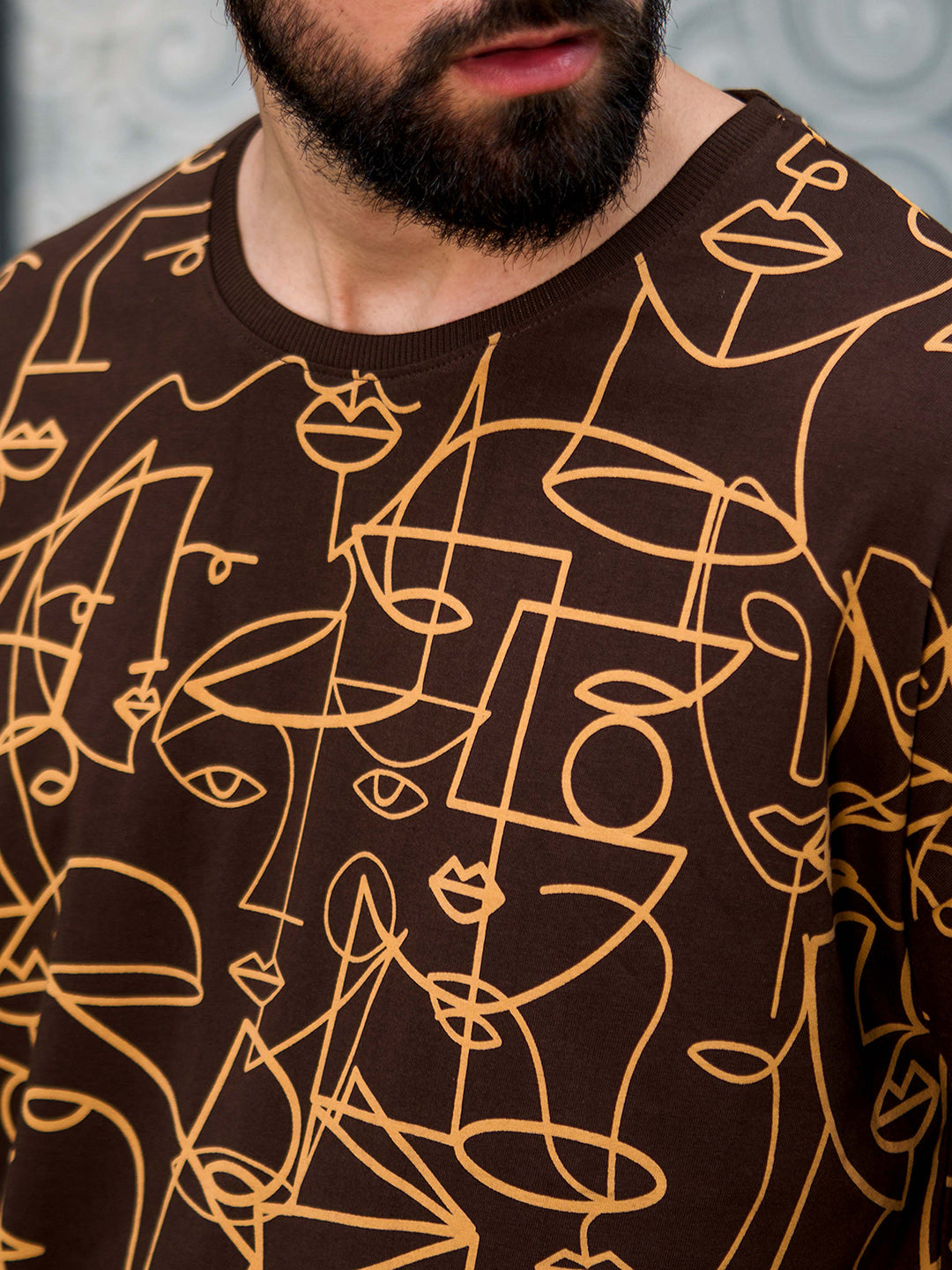Mens Half Sleeve Drop Shoulder Printed Oversized Fit T-Shirts