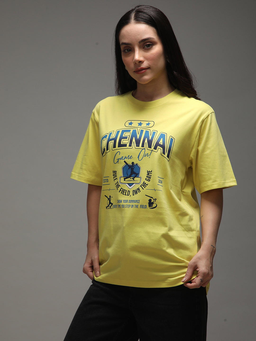 Womens Half Sleeve Round Neck Printed Oversized Fit Tshirts