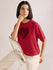 Womens Laces Detailed Oversized Round Neck Cotton Tshirt