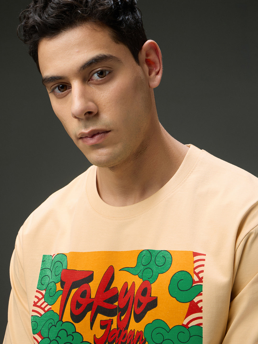 Mens Round Neck Half Sleeve Printed Oversized Fit Tshirt