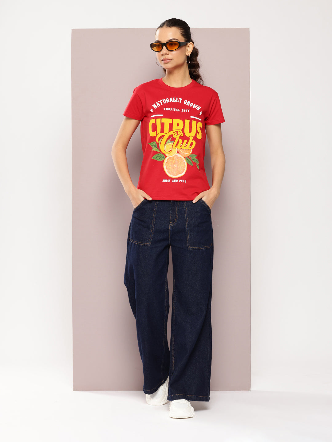 Womens Half Sleeve Round Neck Printed Regular Fit Tshirts
