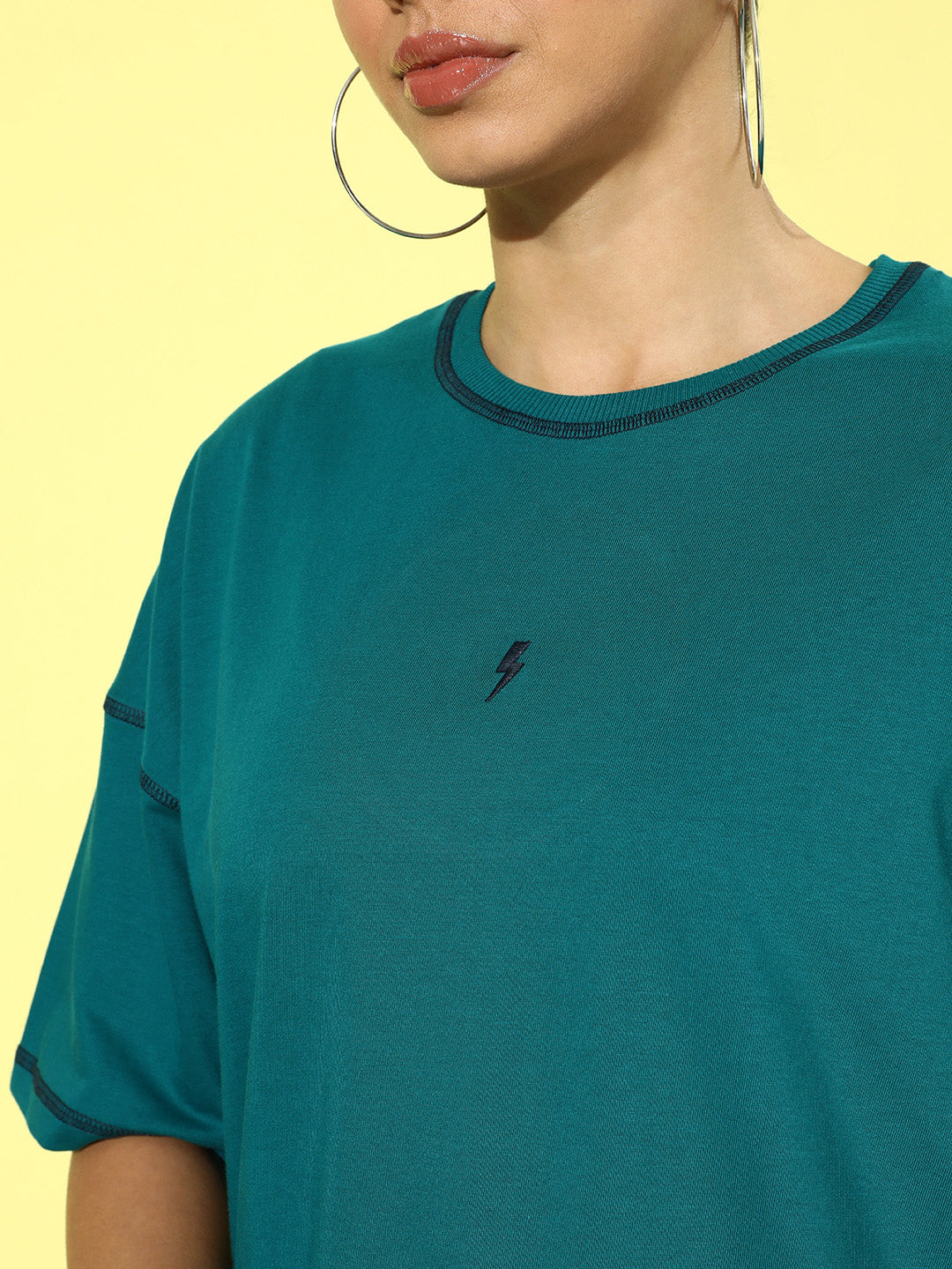 Womens Half Sleeve Drop Shoulder Plain Oversized Fit T-Shirts