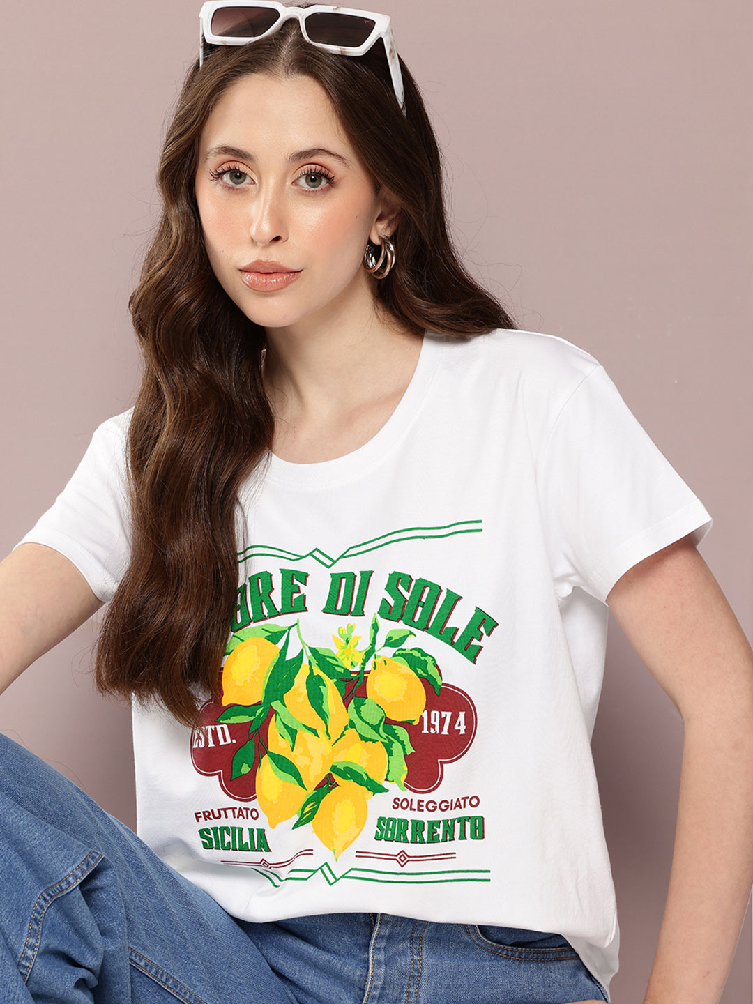 Womens Half Sleeve Round Neck Printed Boxy Fit Tshirts