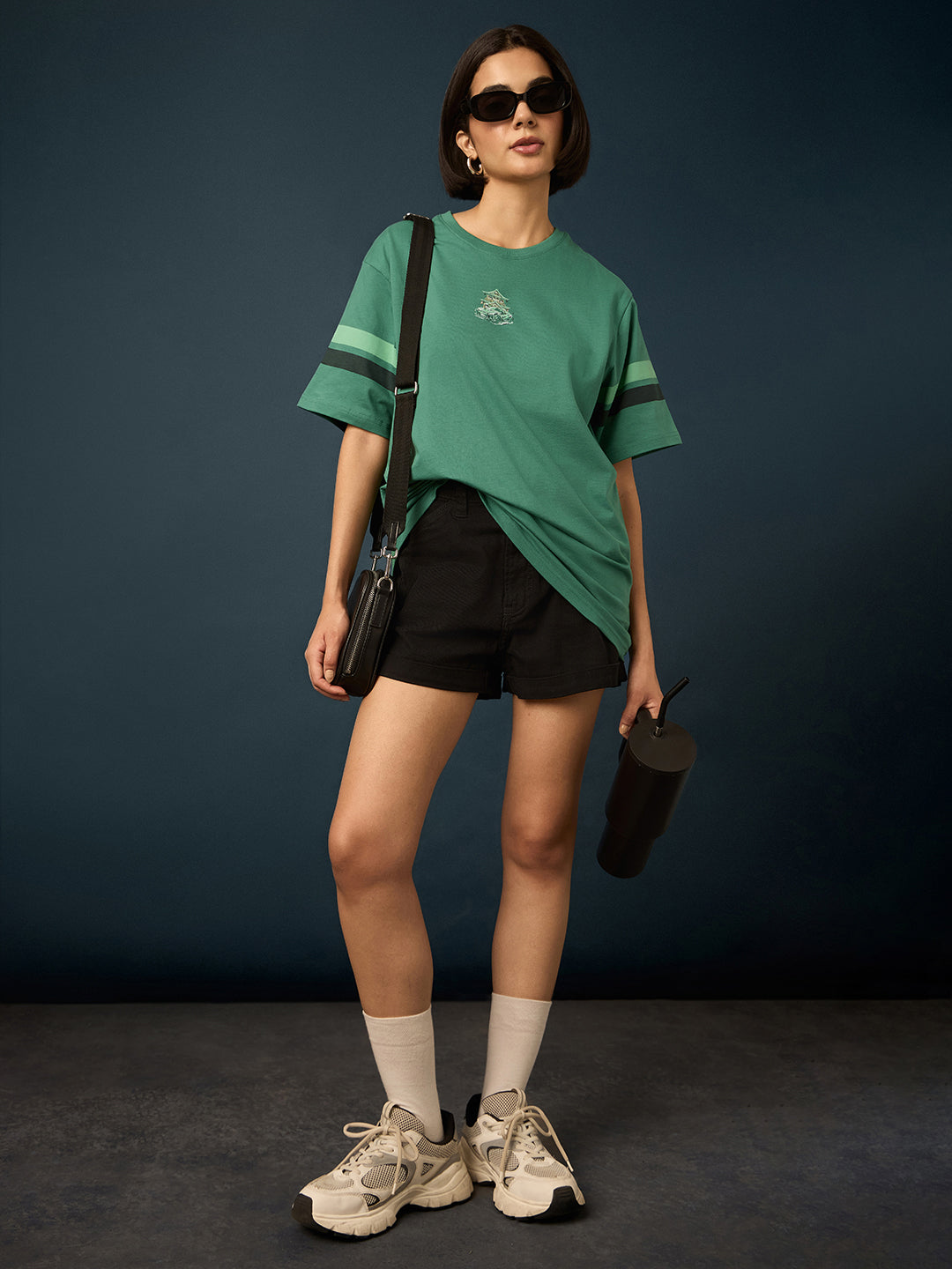 Womens Short Sleeve Printed Oversized Fit Tshirt 