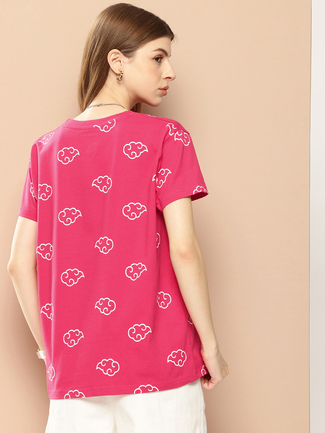 Womens Half Sleeve Round Neck All-Over Printed Boxy Fit Tshirts