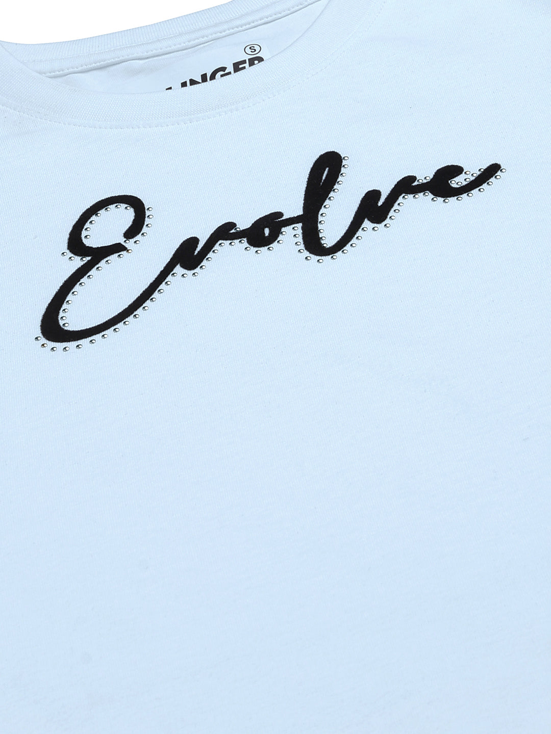 Womens Stud Detailed Oversized Round Neck Tshirt 