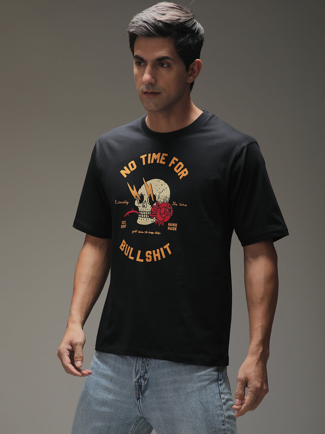 Mens Half Sleeve Round Neck Printed Oversized Fit Tshirts
