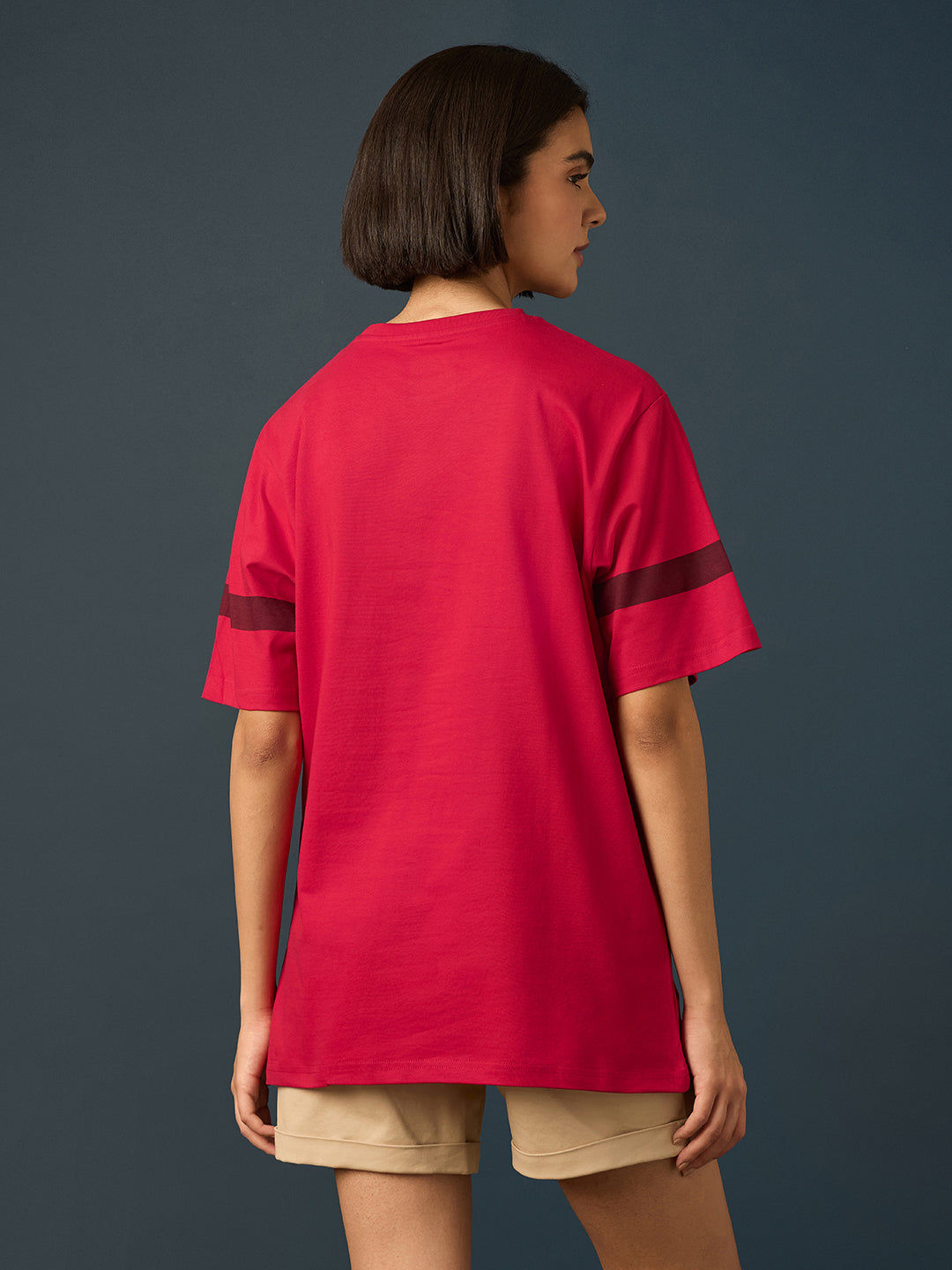Womens Short Sleeve Printed Oversized Fit Tshirt 