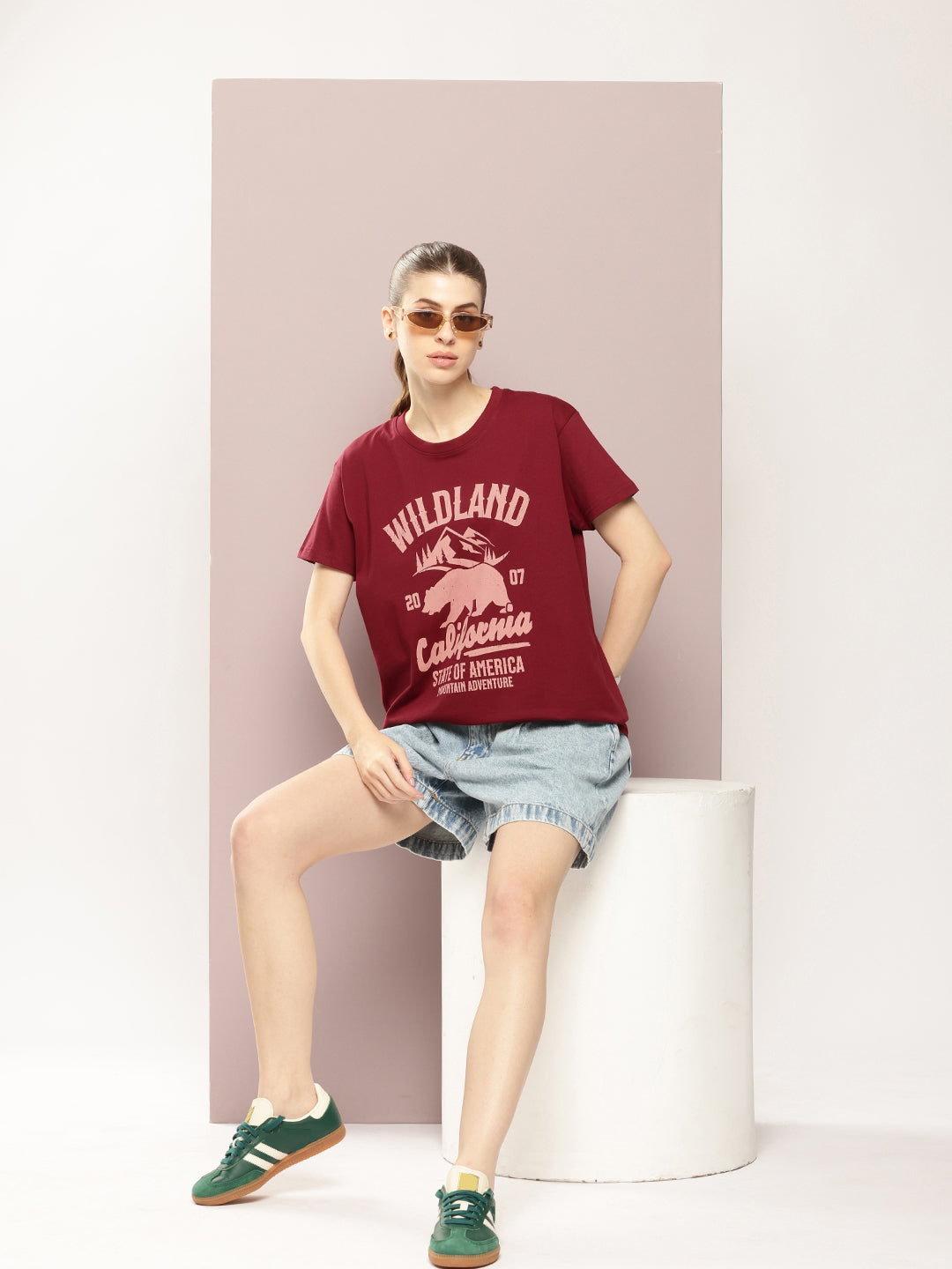 Womens Half Sleeve Round Neck Printed Boxy Fit Tshirts