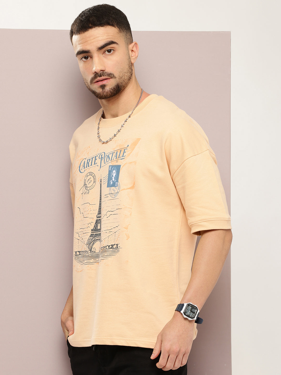 Mens Half Sleeve Round Neck Printed Oversized Fit Tshirts