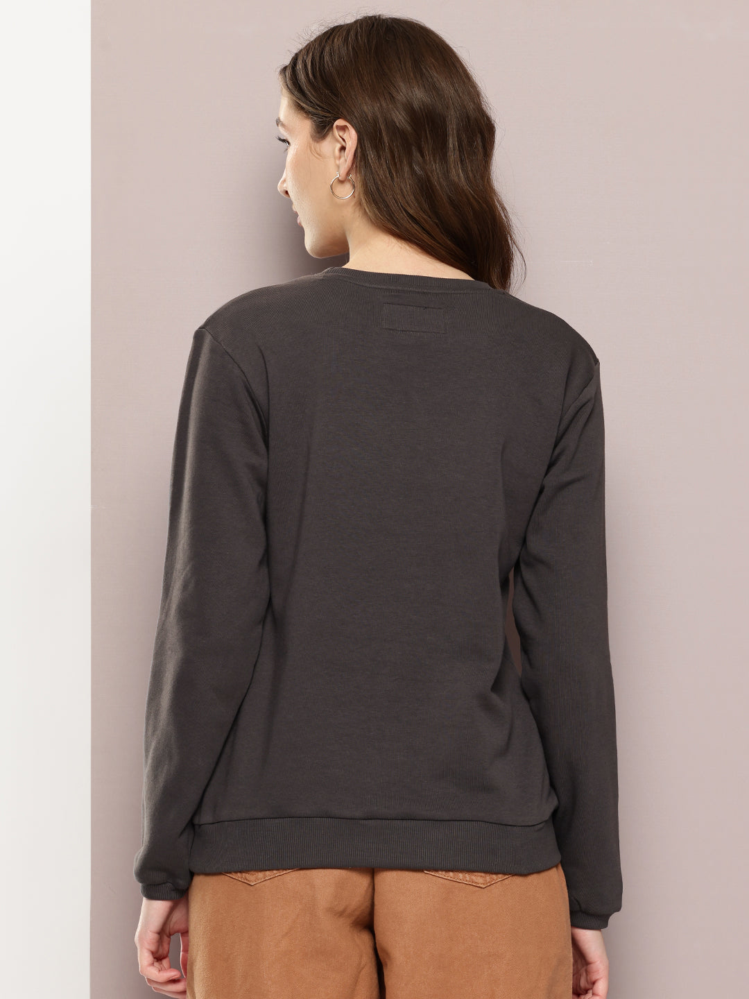 Womens Full Sleeve Round Neck Embroidered Relaxed Fit Tshirts