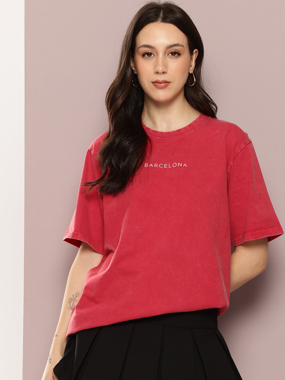 Womens Half Sleeve Round Neck Printed Oversized Fit Tshirts
