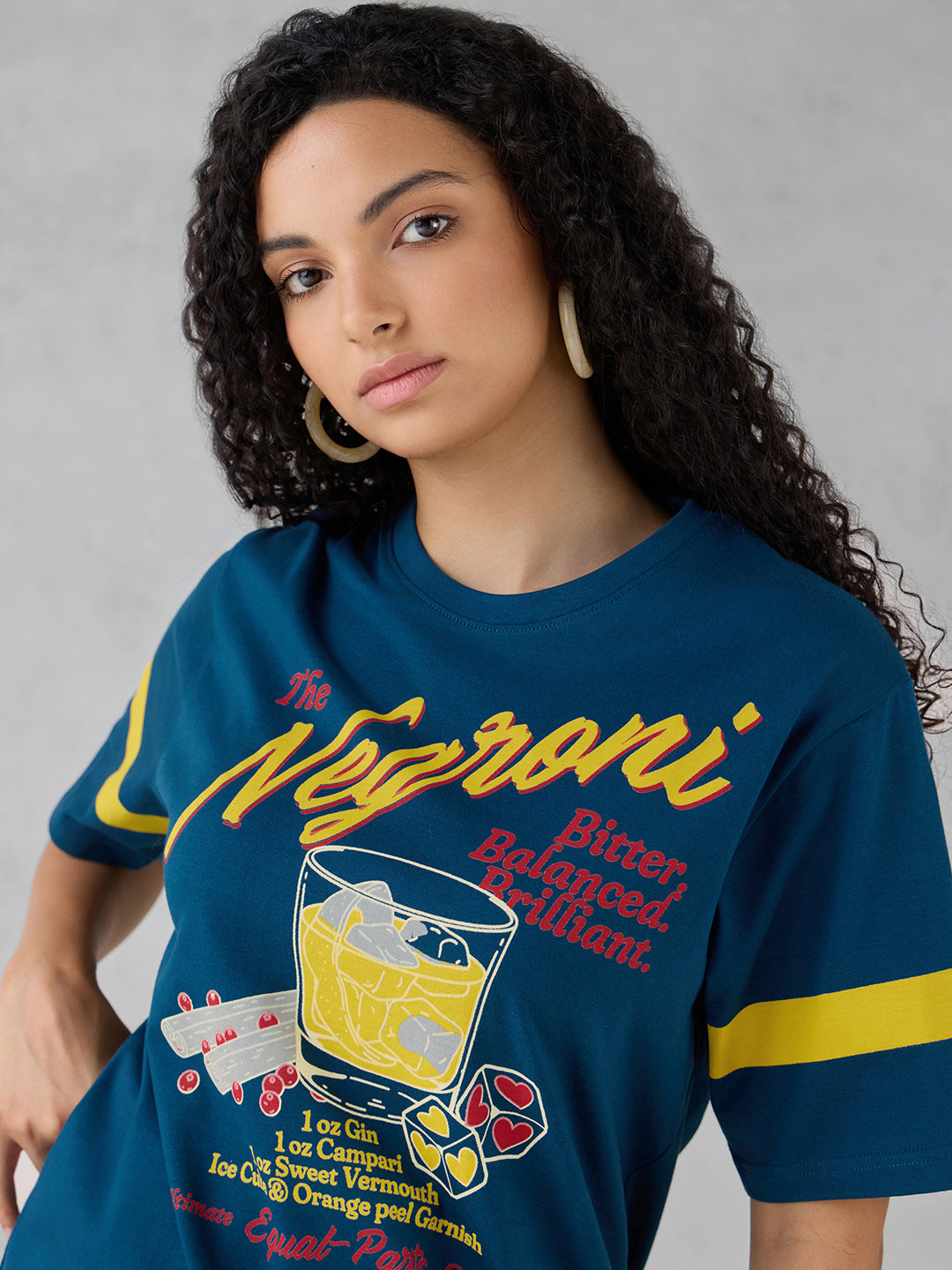 Womens Half Sleeve Printed Oversized Fit Tshirt
