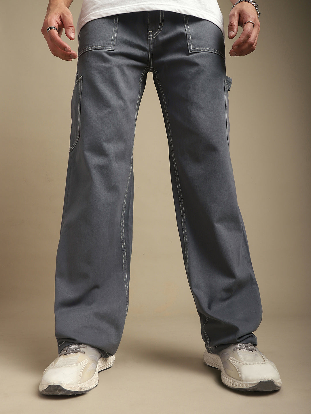 Men Plain Cargo Jeans