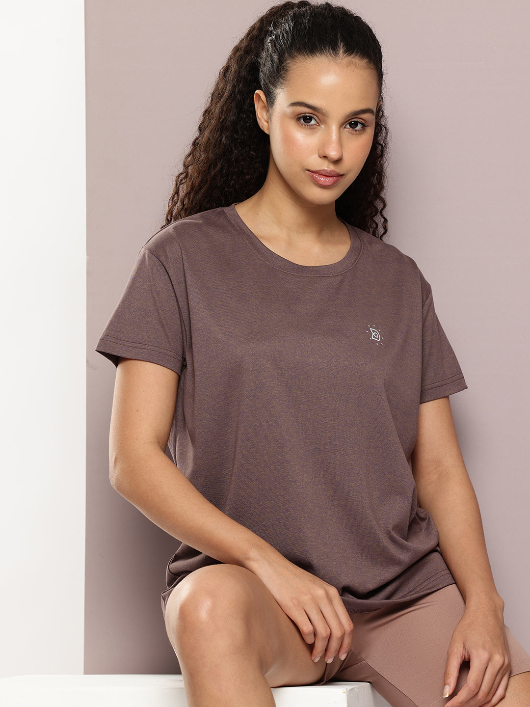 Womens Half Sleeve Round Neck Solid Boxy Fit Tshirts