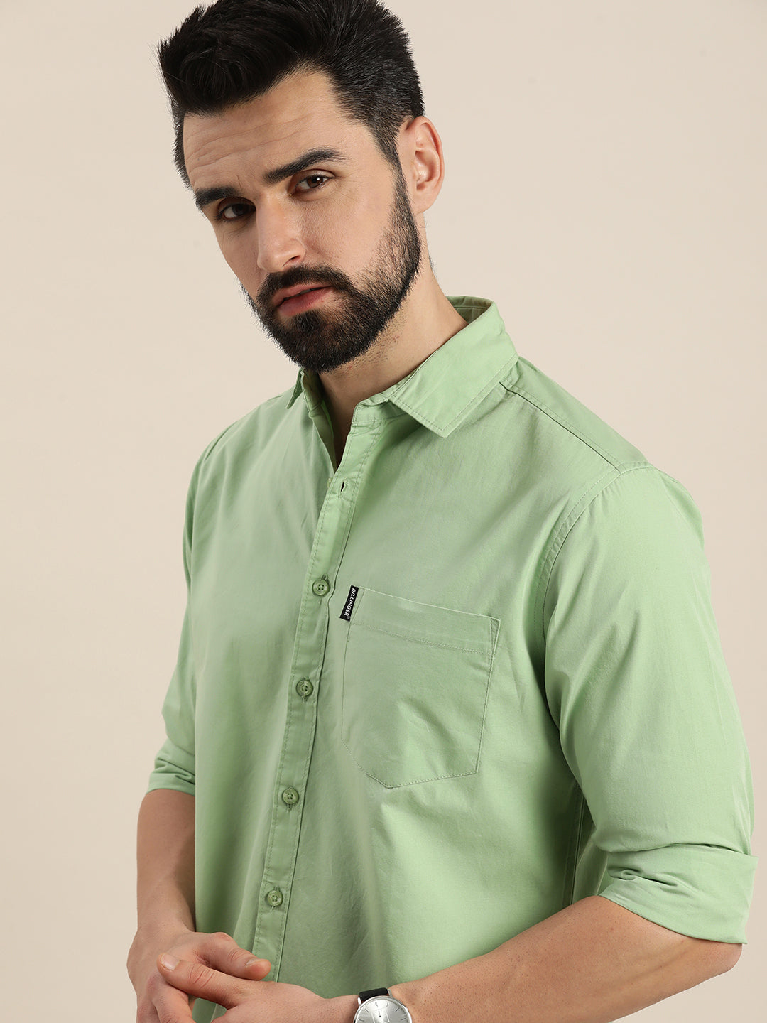 Mens Plain Full Sleeve Shirt With Pocket