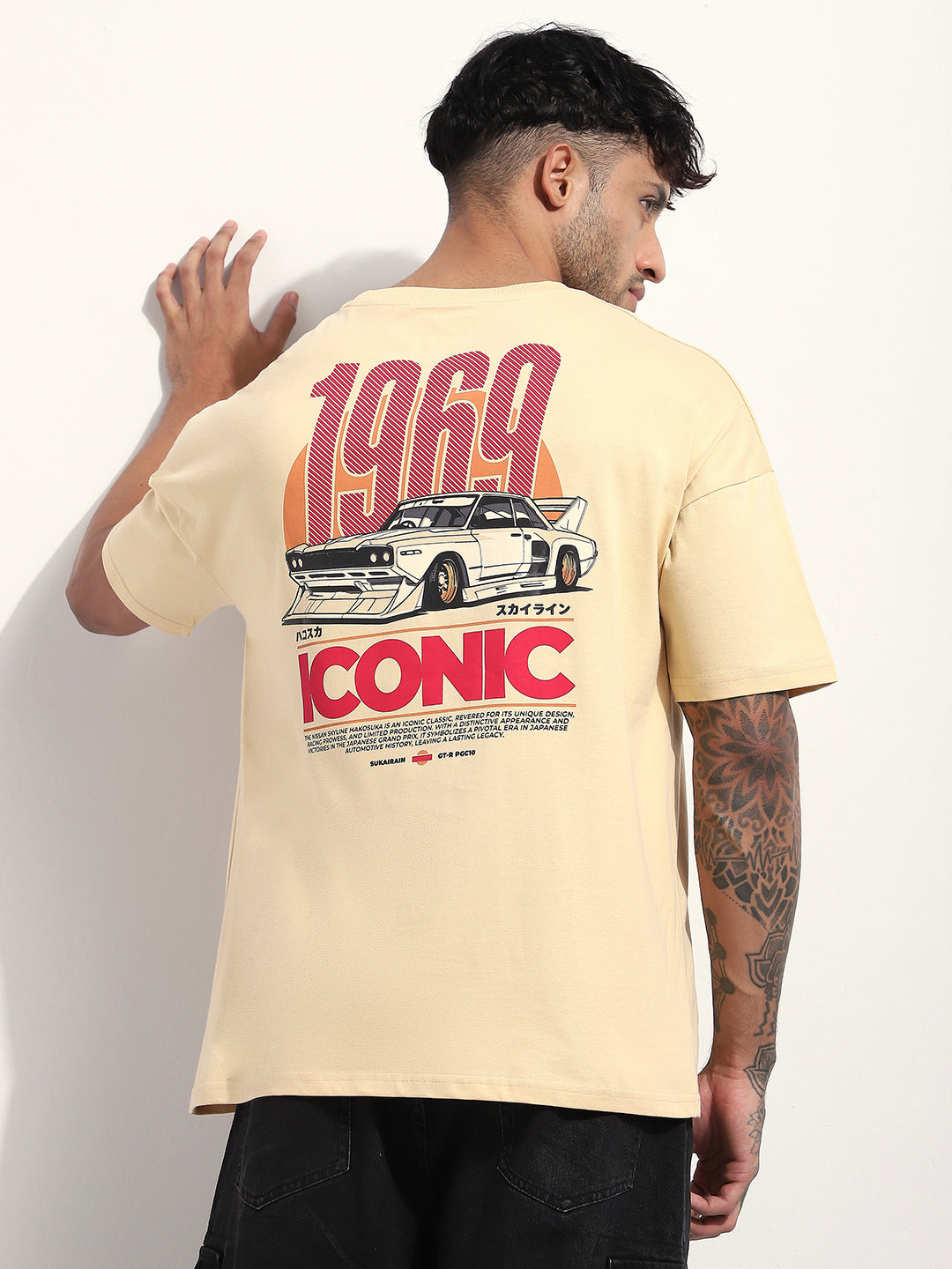 Mens Half Sleeve Drop Shoulder Printed Oversized Fit T-Shirts