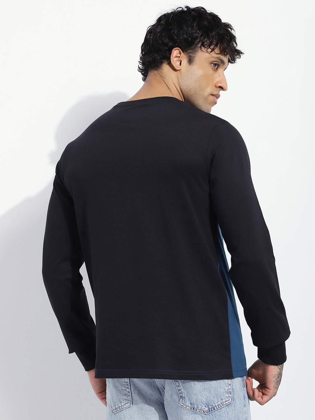 Mens Full Sleeve Round Neck Embroidered Regular Fit Tshirts