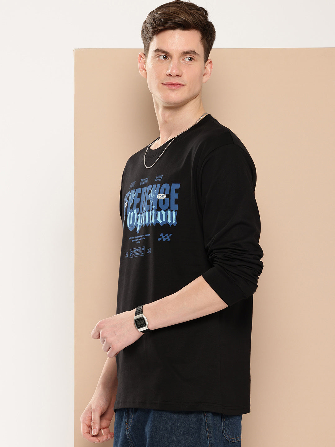 Mens Full Sleeve Round Neck Printed Oversized Fit Tshirts