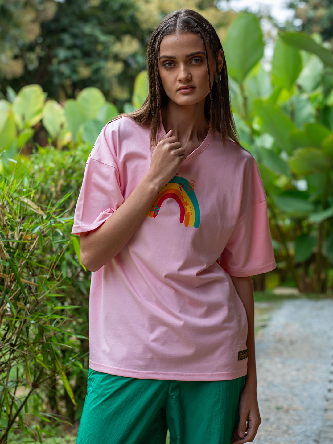 Womens Half Sleeve Drop Shoulder Printed Oversized Fit T-Shirts