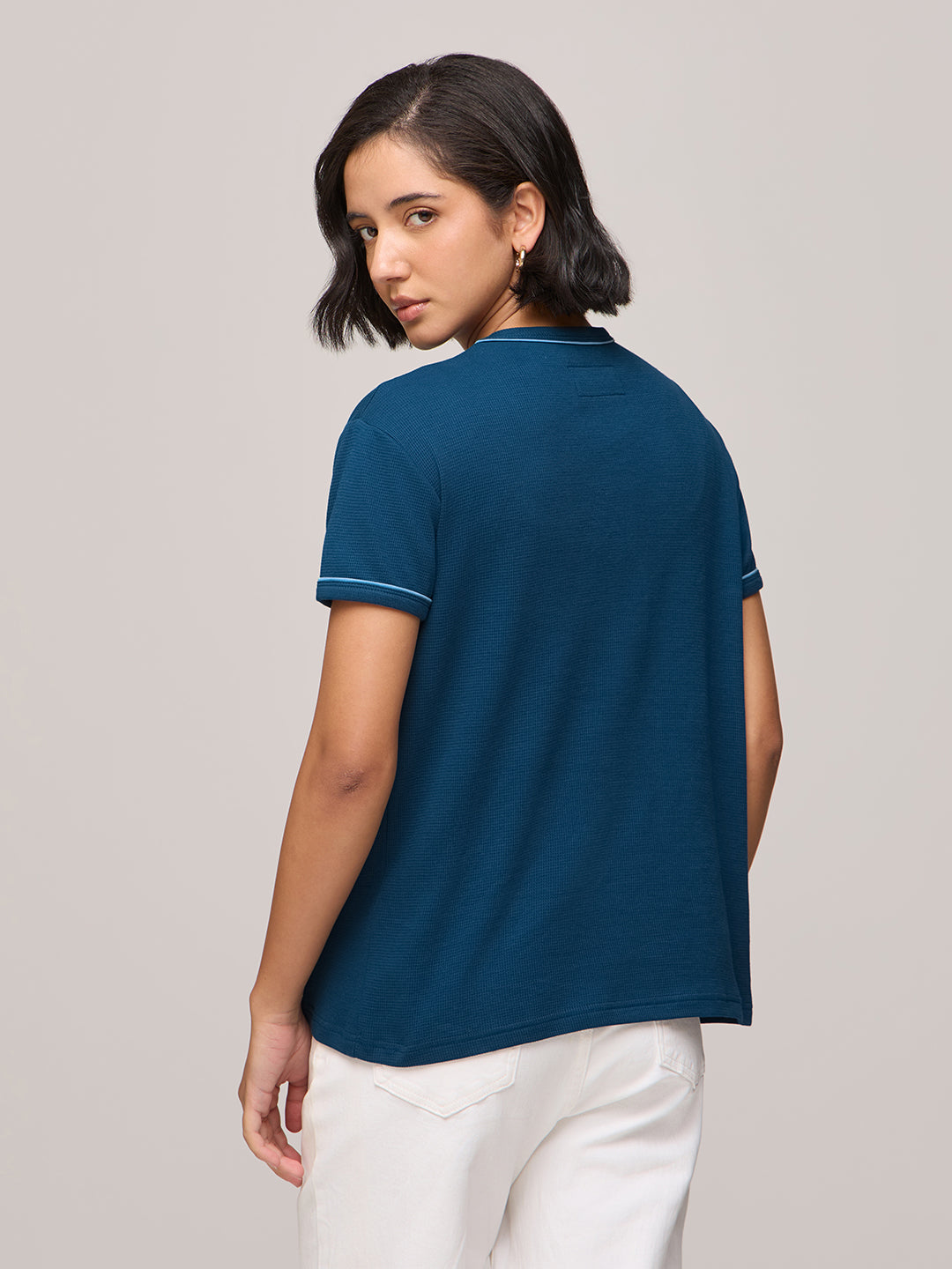 Womens Plain Regular Fit Cotton Round Neck T-Shirt
