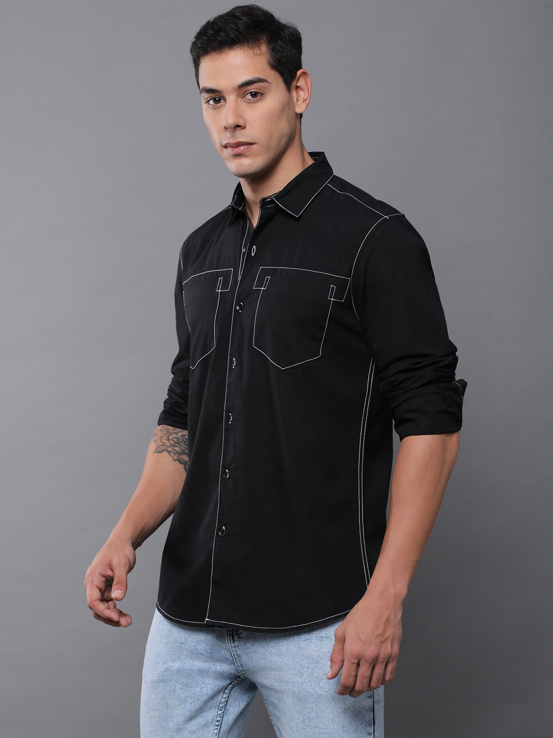 Men Plain Full Sleeve Casual Shirt With Pocket