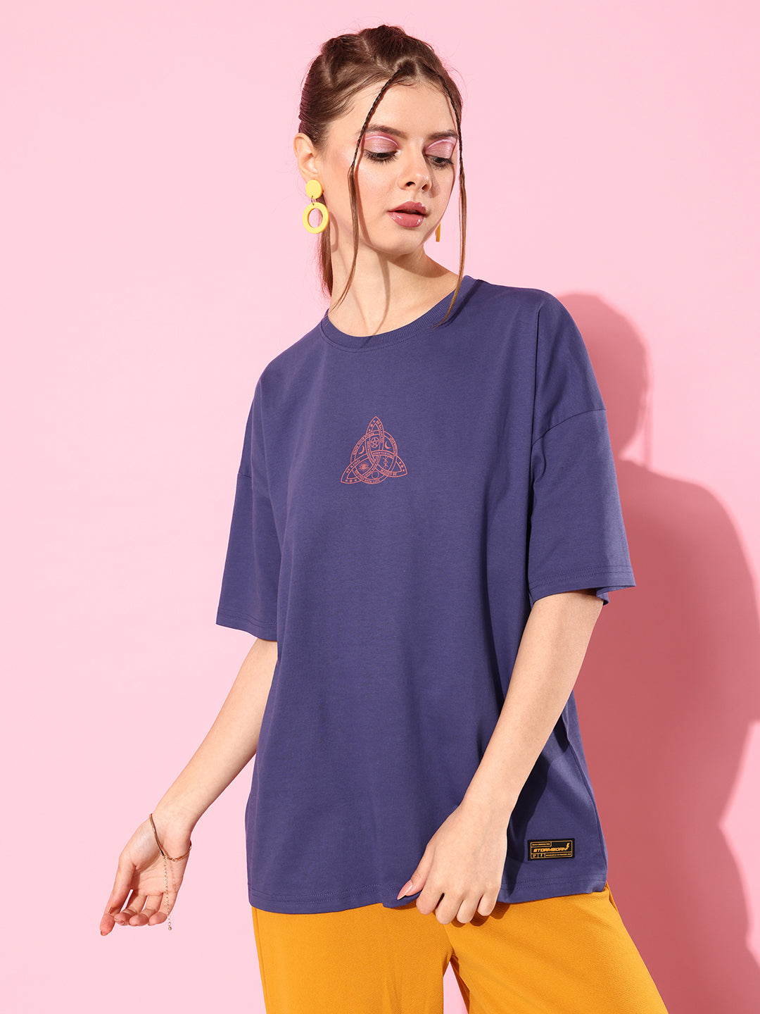 Womens Half Sleeve Drop Shoulder Printed Oversized Fit T-Shirts