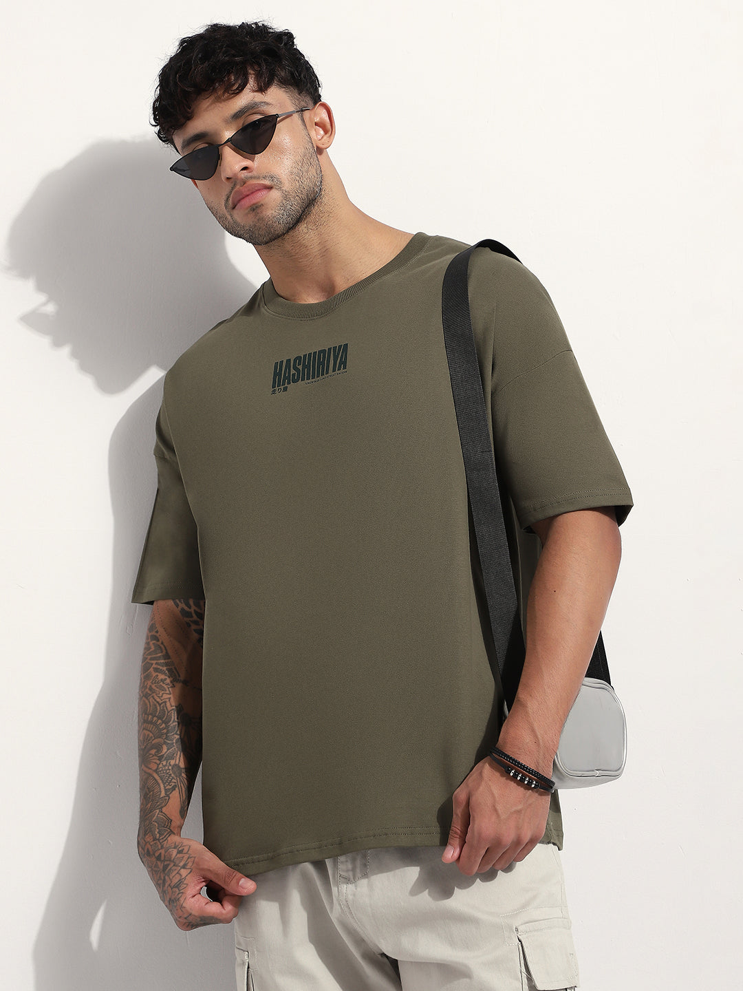Mens Half Sleeve Drop Shoulder Printed Oversized Fit T-Shirts
