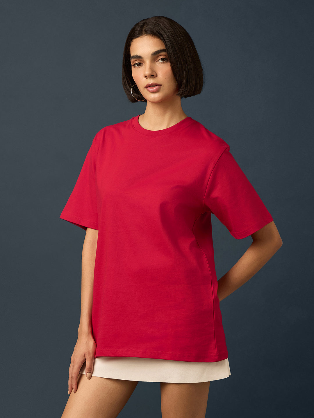 Womens Short Sleeve Printed Oversized Fit Tshirt 