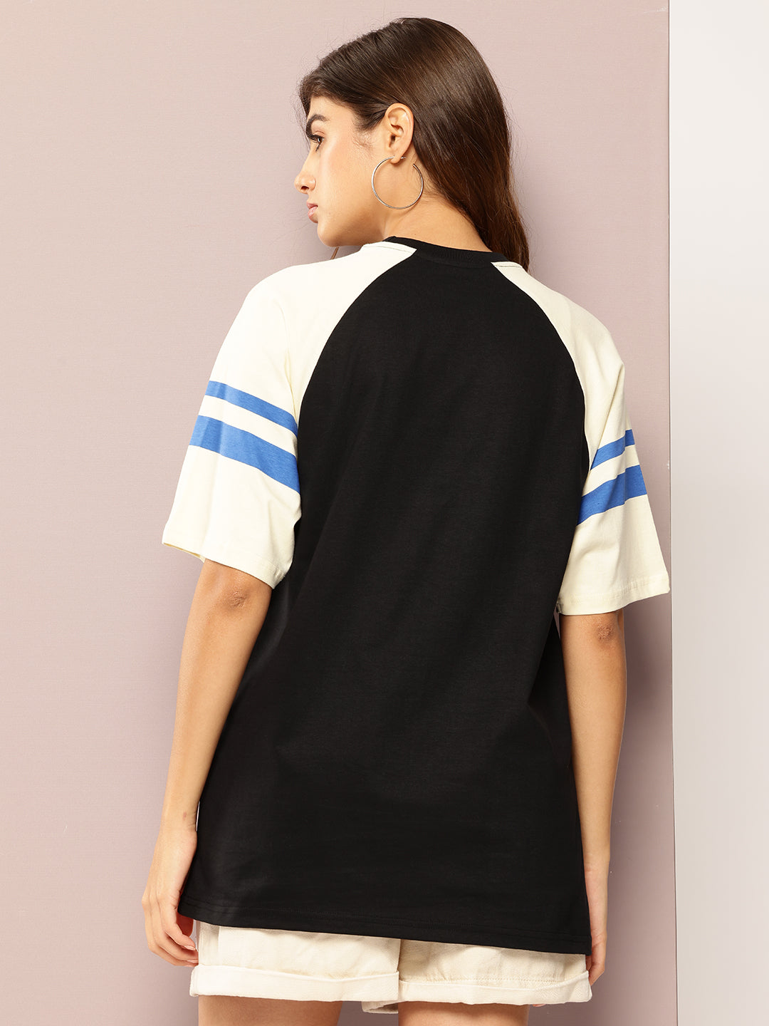 Womens Raglan Sleeve Printed Oversized Fit Tshirt