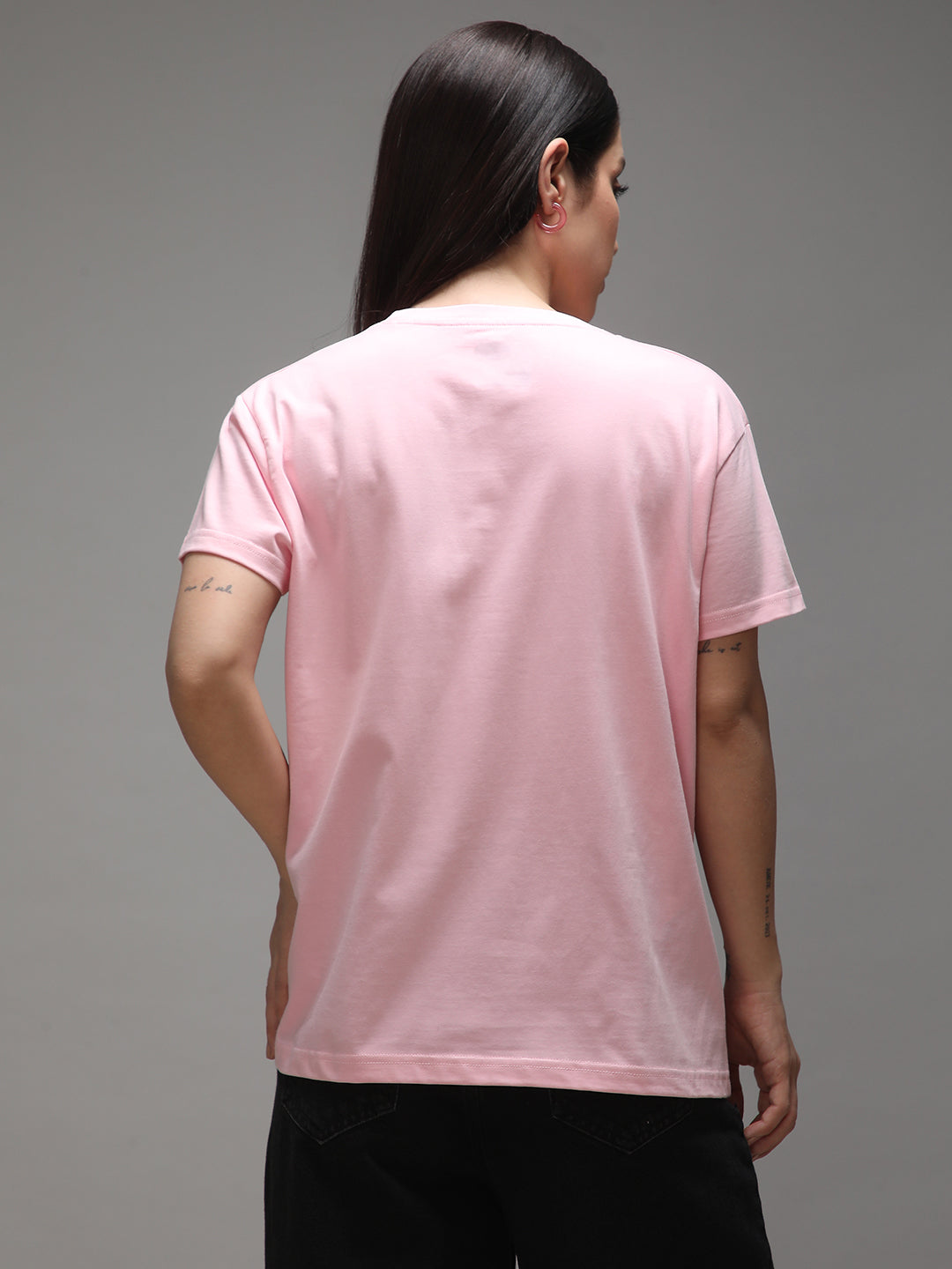 Womens Half Sleeve Round Neck Embroidery Boxy Fit Tshirts