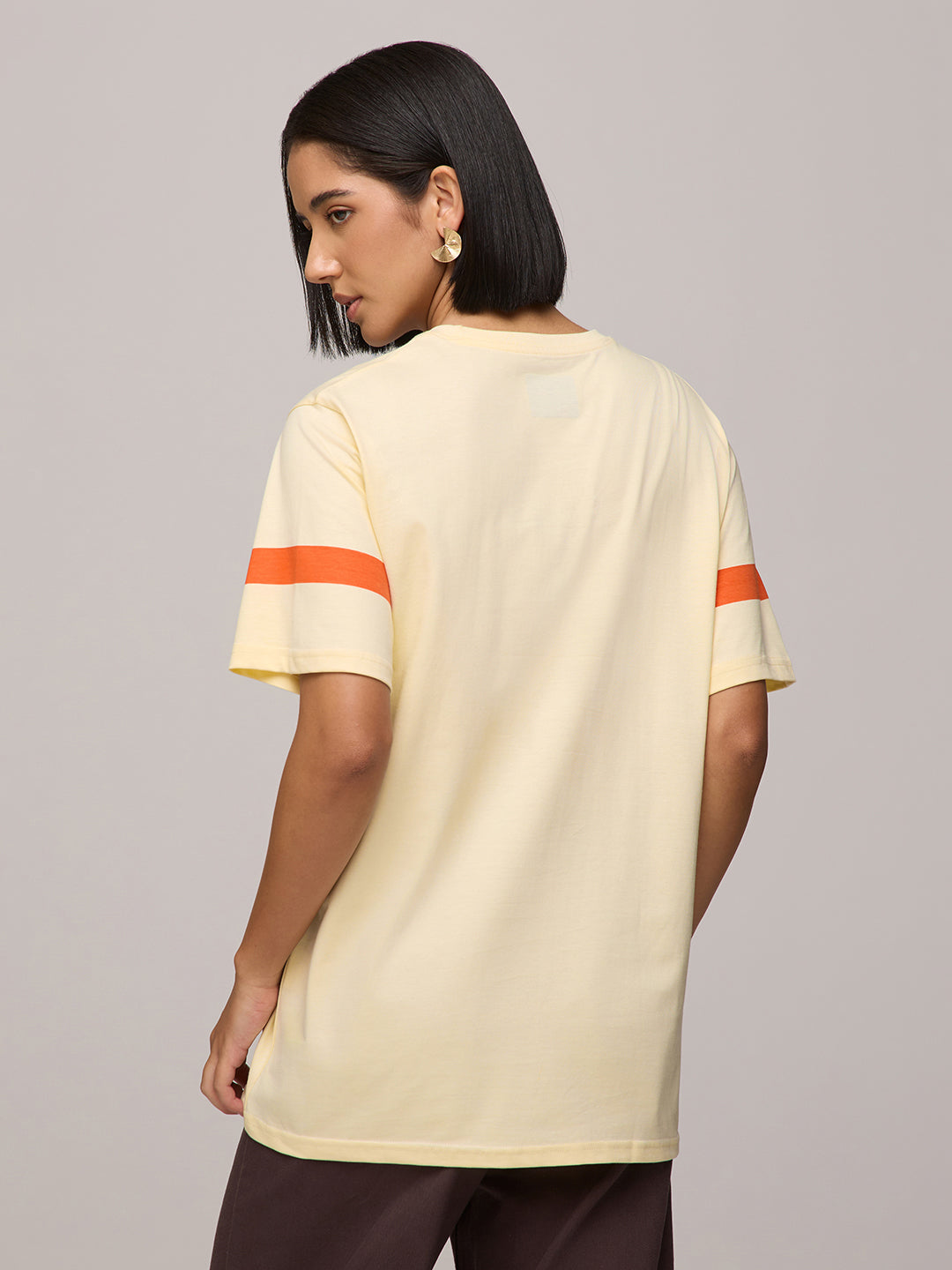 Womens Puff Printed Oversized Fit Cotton T-Shirt