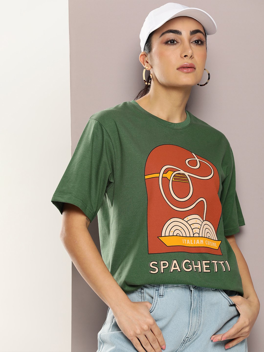 Womens Half Sleeve Round Neck Oversized Fit T-Shirts