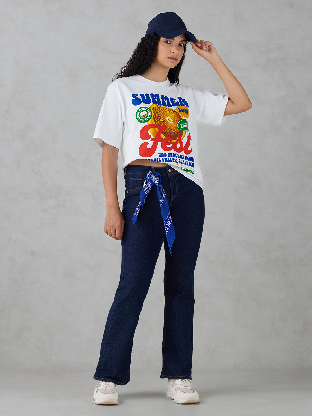 Womens Half Sleeve Printed Oversized Fit Tshirt