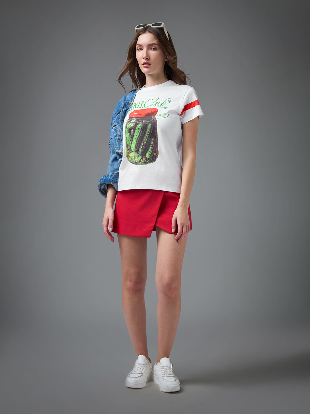 Womens Printed Round Neck Regular Fit Tshirt