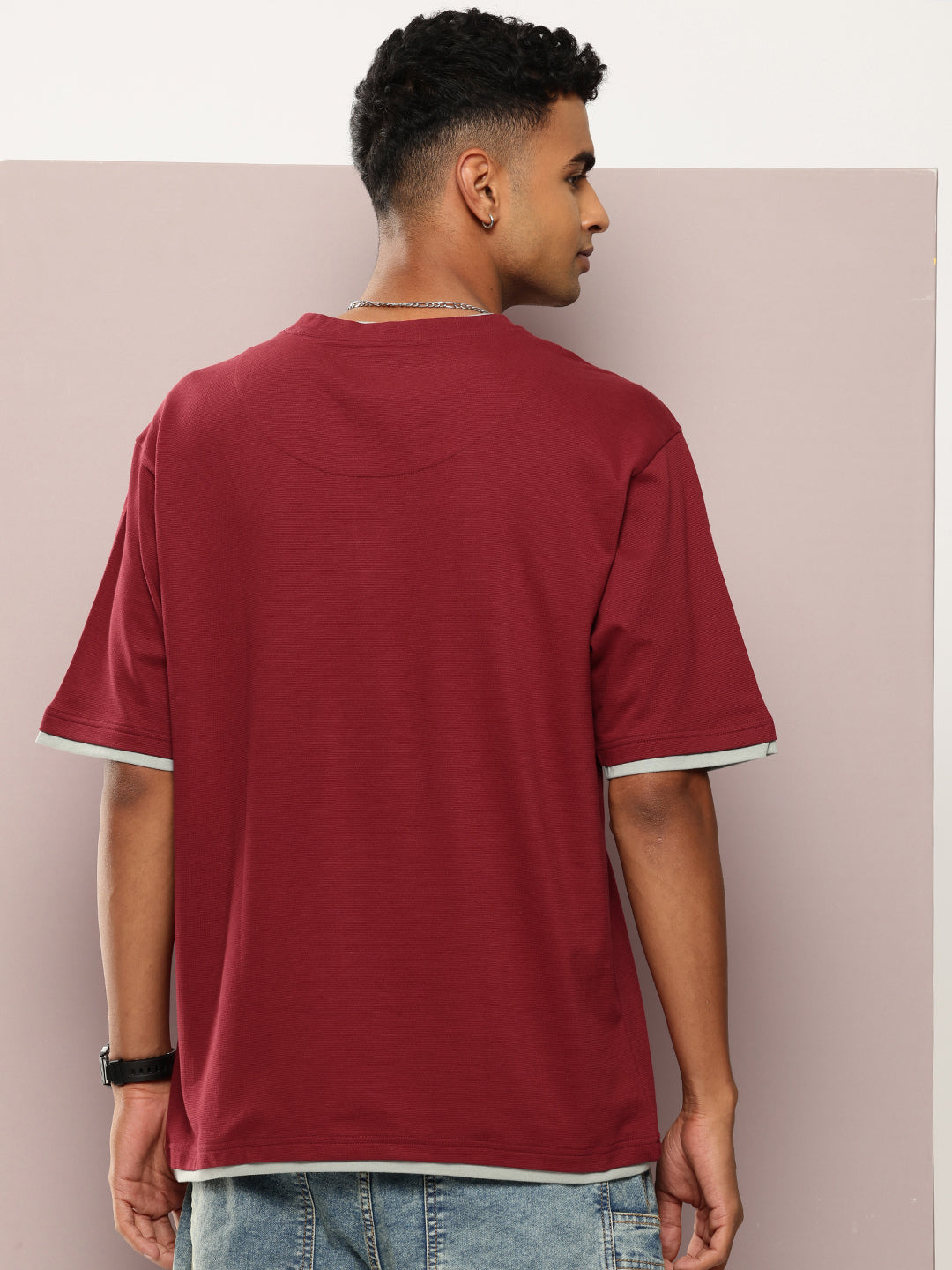 Mens Half Sleeve V-Neck Solid Oversized Fit Tshirts