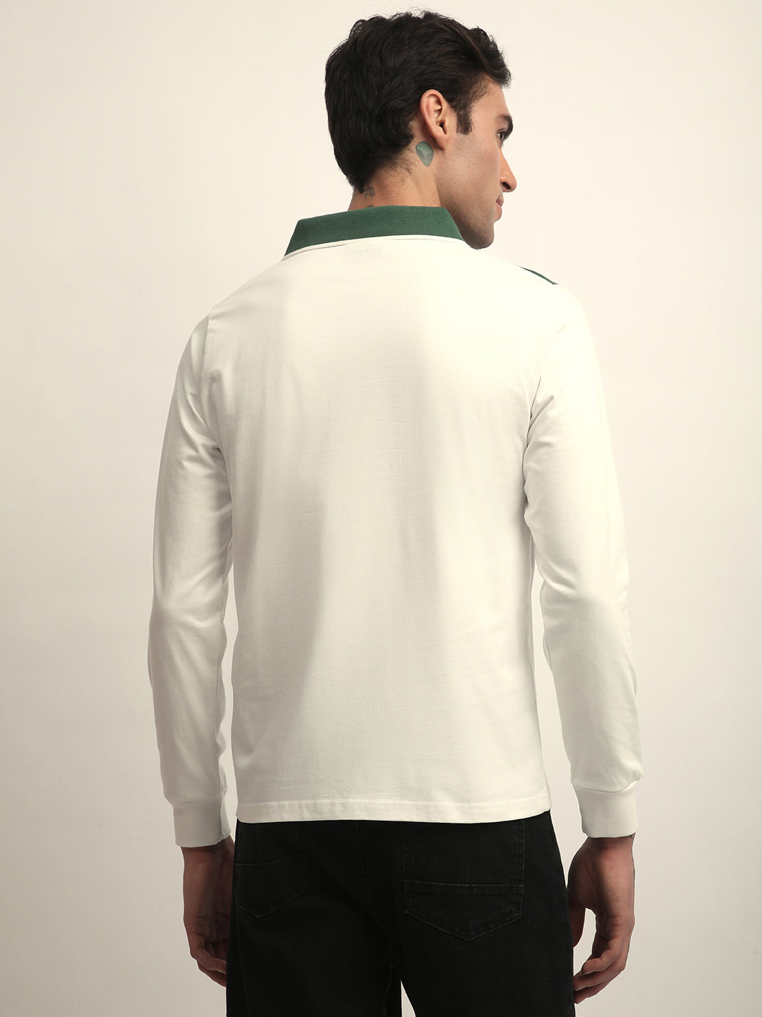 Mens Full Sleeve Polo Neck Printed Regular Fit Tshirts