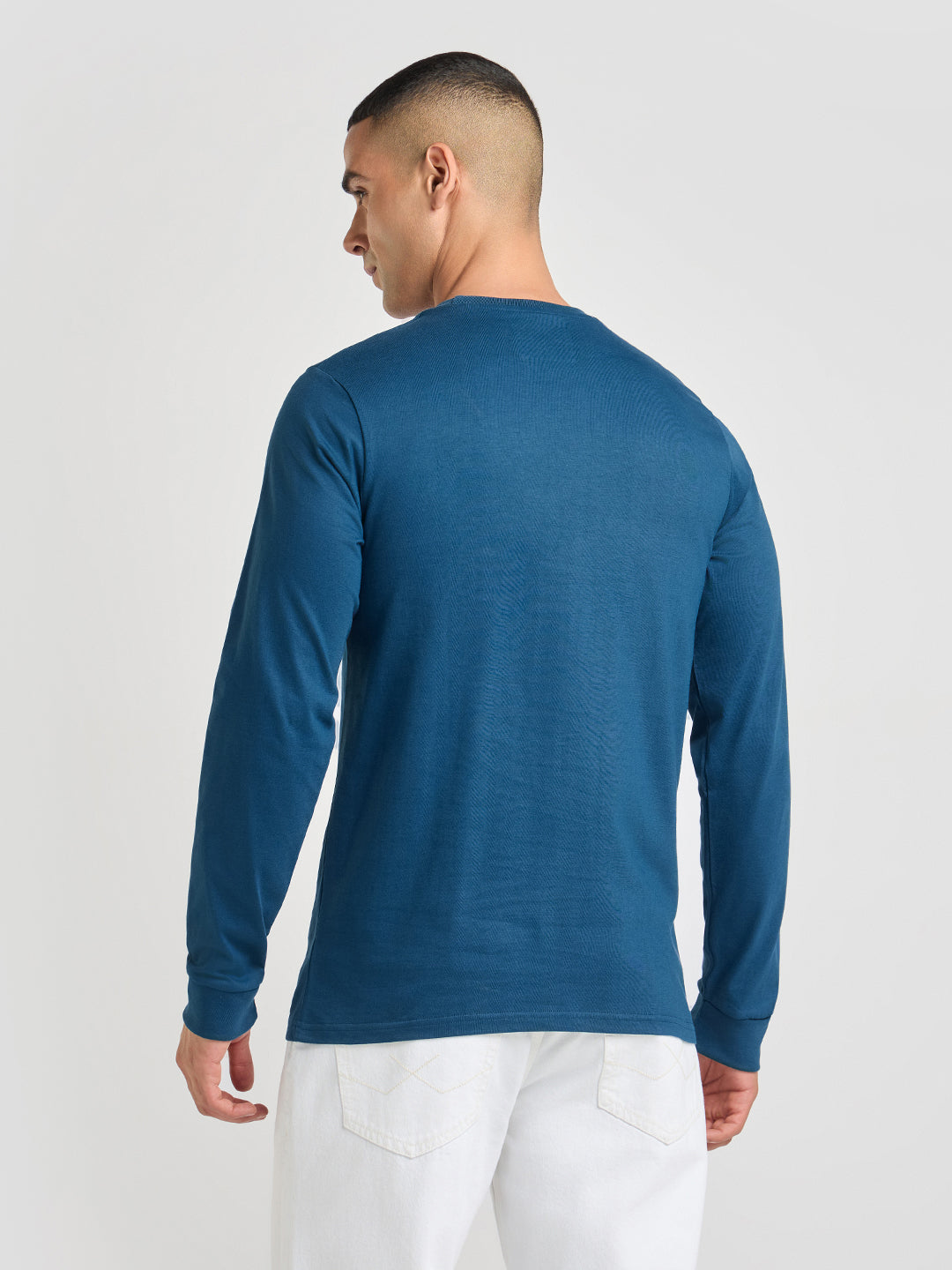 Mens Printed Regular Fit Full Sleeve Round Neck Tshirt