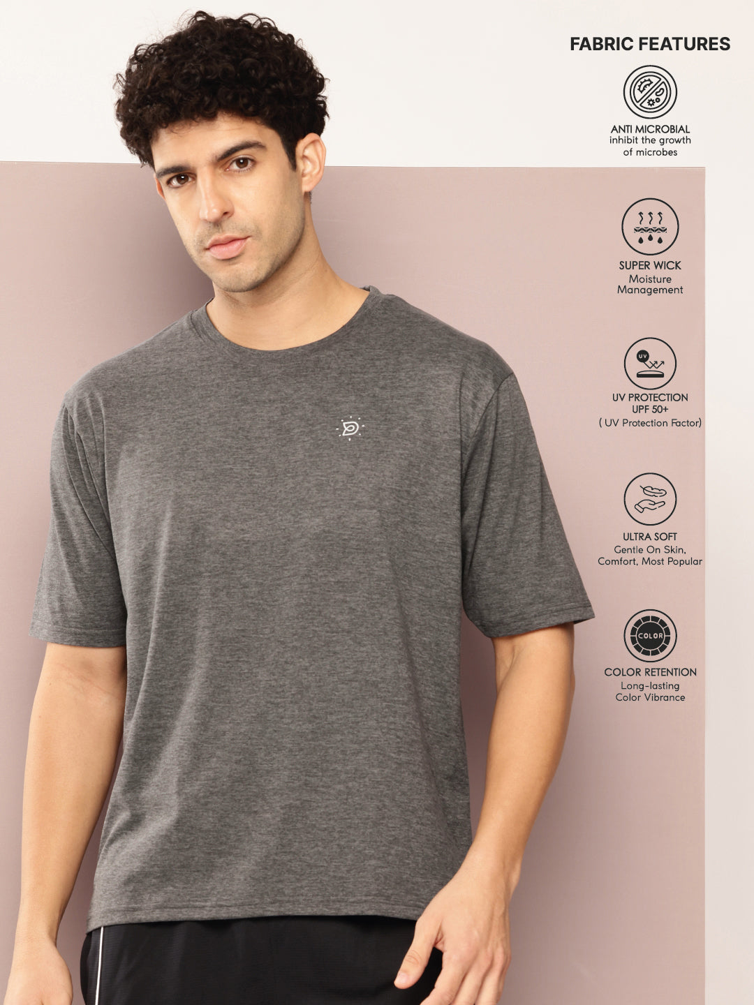 Mens Short Sleeve Round Neck Oversized Polyster Tshirt